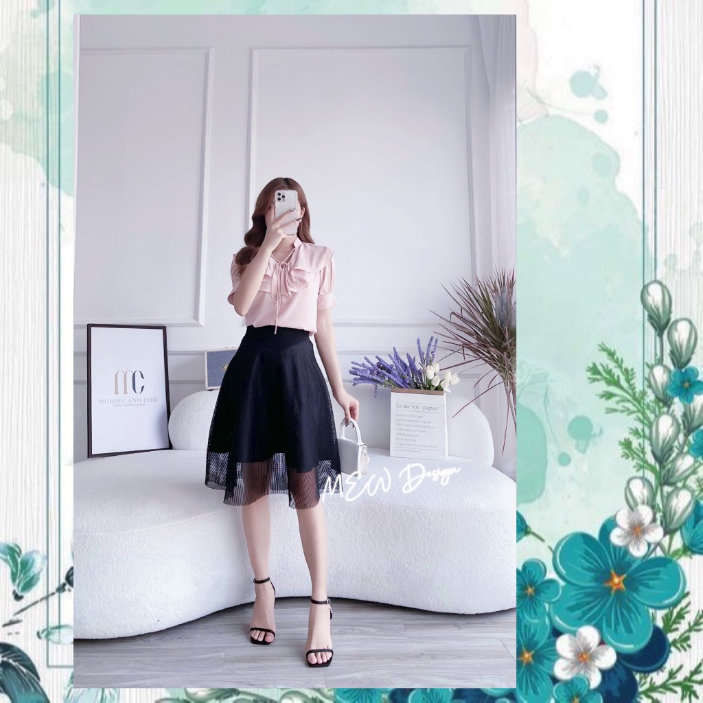 Áo sơ mi công sở nữ cách điệu hàng thiết kế Mew Design