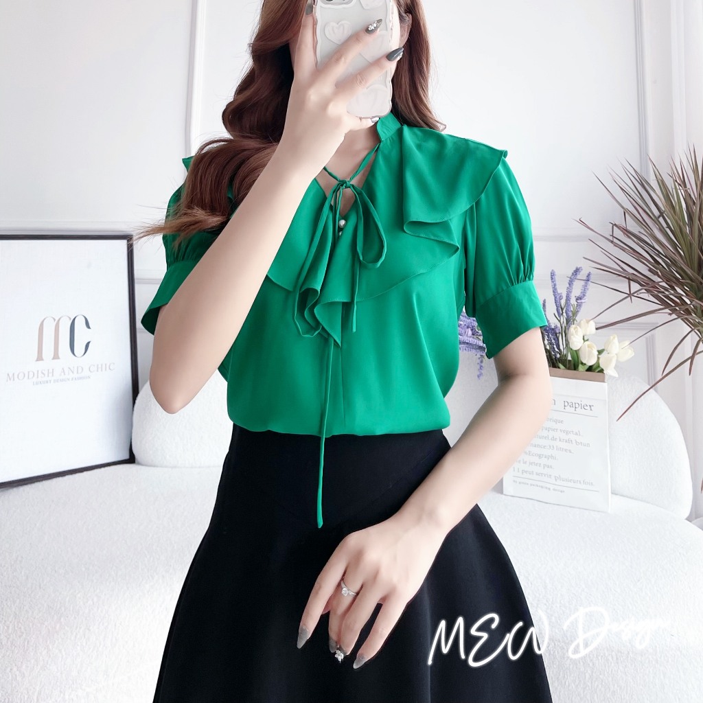 Áo sơ mi công sở nữ cách điệu hàng thiết kế Mew Design