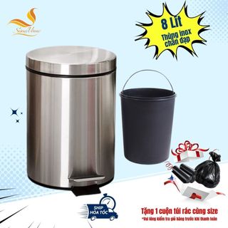 Thùng rác inox chân đạp 8 lít sang trọng