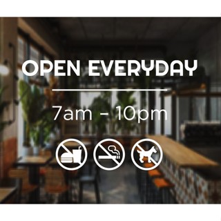 Decal chữ trắng Hantech dán kính Open Everyday có sẵn keo cán màng định vị