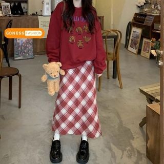 Chân váy dài caro dạ Goness dáng chữ A ngắn có quần bảo hộ thiết kế khóa sau trước phong cách Hàn Quốc