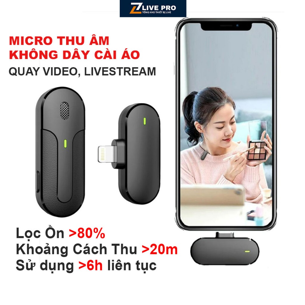 Micro thu âm không dây cài áo, Mic khử Tiếng Ồn Cao Cấp - Khoảng Cách 20m K81 - Chính Hãng Livepro