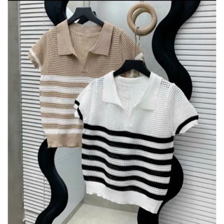 Áo len mongtoghi kẻ ngang lỗ lưới thoáng mát