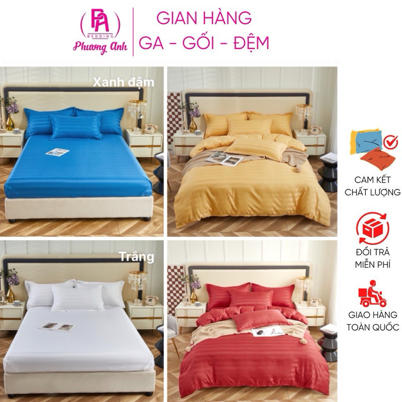 Bộ ga gường và vỏ gối combo ga giường và vỏ gối chất liệu Cotton 3F P&Q Bedding cao cấp, thoáng mát mềm mịn