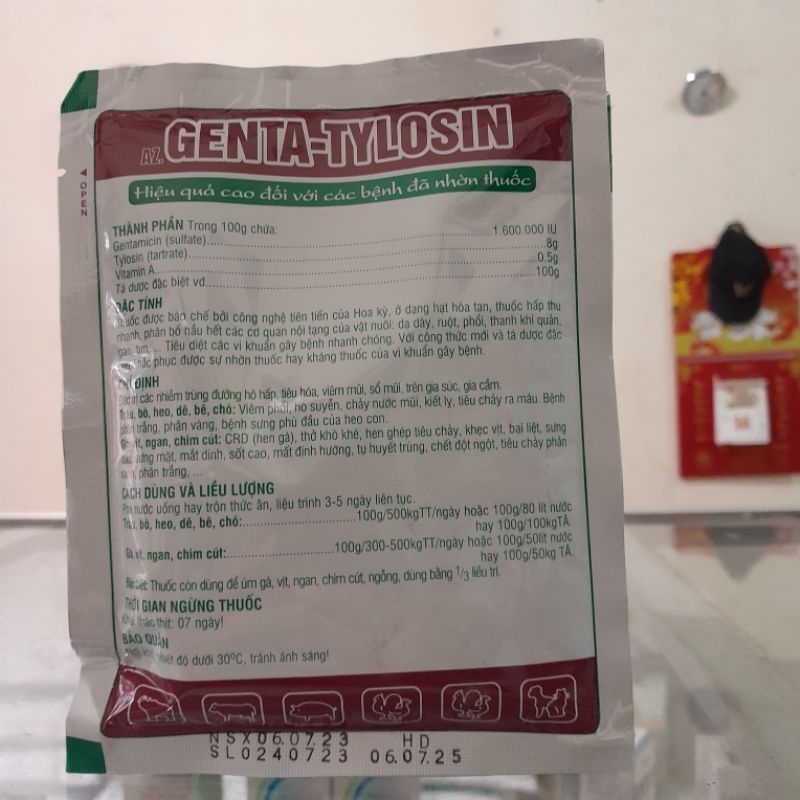 GENTA - TYLOSIN 100g hô hấp, tiêu hóa vật nuôi...