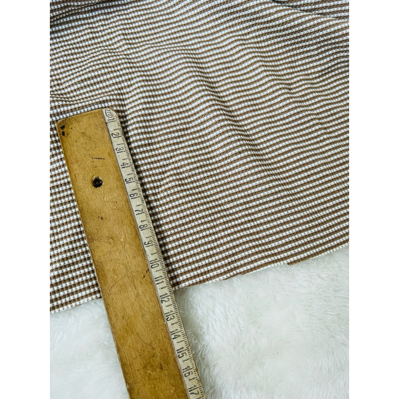 Vải thun tổ ong sọc kẻ nhí màu nâu