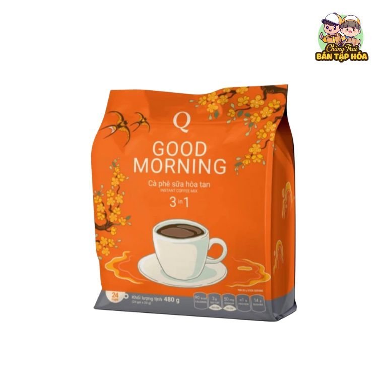 Cà Phê Sữa Trần Quang Ống Màu Cam 24*20G Cafe Hoà Tan 3 in 1 Goodmorning Trần Quang uống liền ( mẫu xuân )