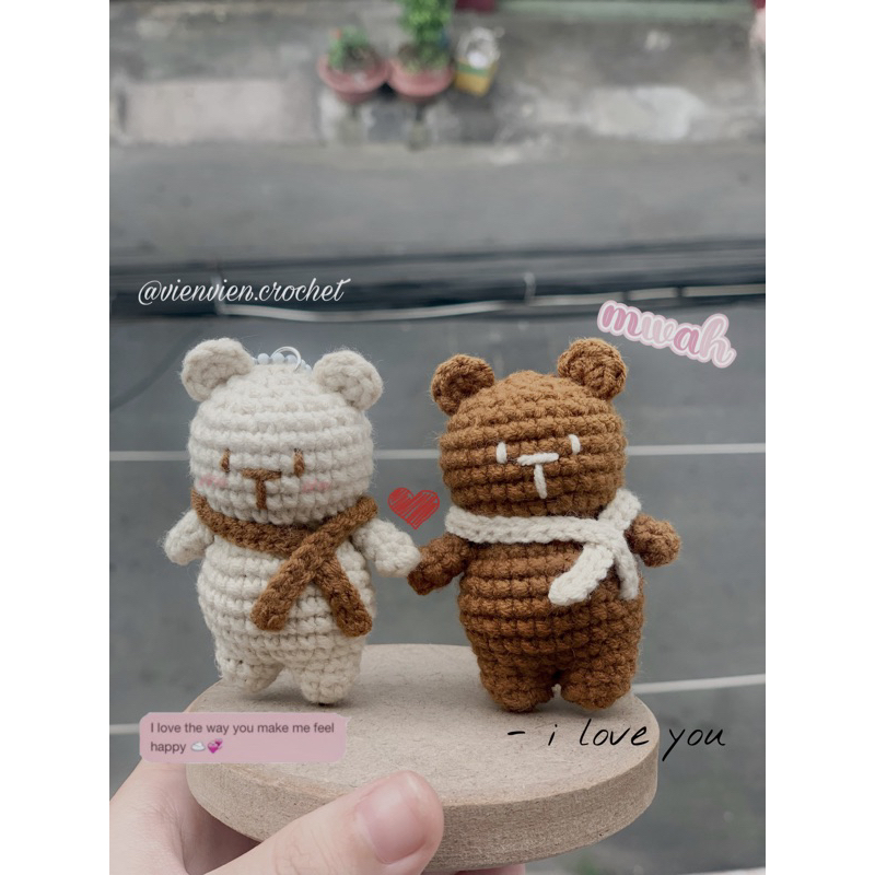 Móc khoá len Gấu mini