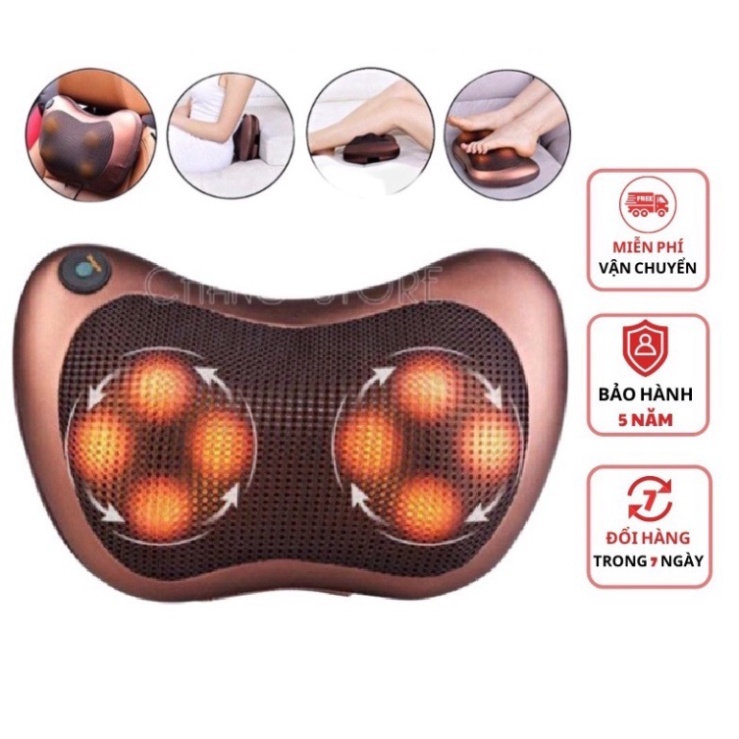 Gối Massage Hồng Ngoại 8 Bi 2 Chiều Cao Cấp, Gối Mát Xa Cổ Vai Gáy Chính Hãng Công Nghệ Nhật Bản ( Bảo Hành 12 Tháng )