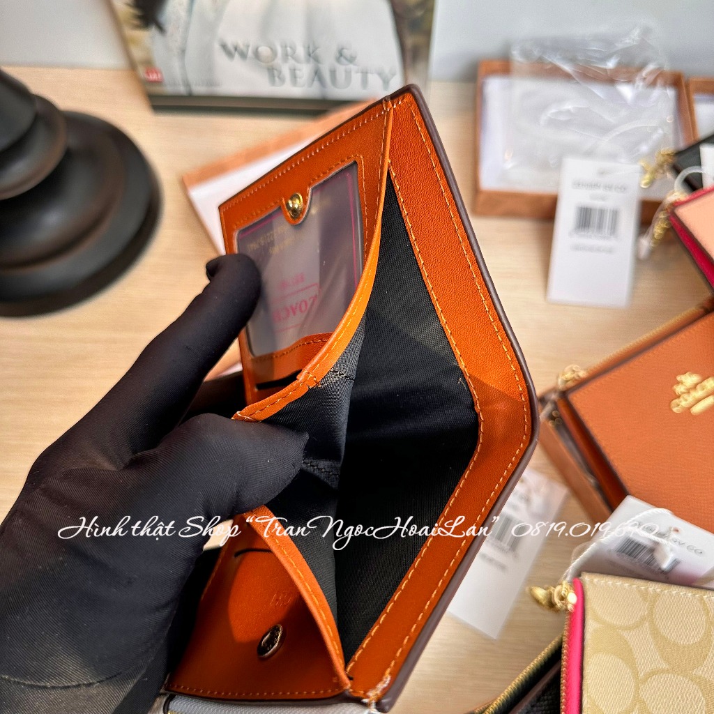 Ví nữ kèm ngăn chứa ảnh size 11,5cm*9cm co ach full box đủ màu