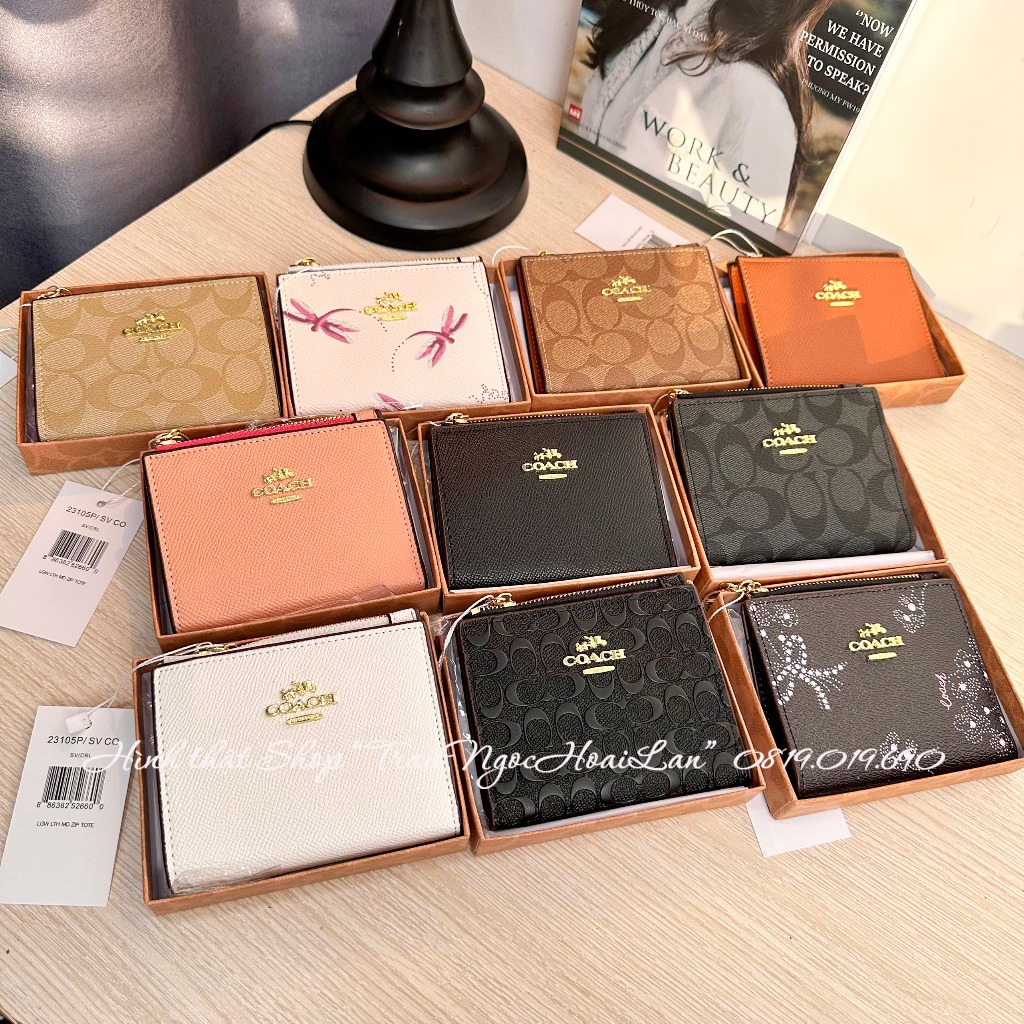 Ví nữ kèm ngăn chứa ảnh size 11,5cm*9cm co ach full box đủ màu