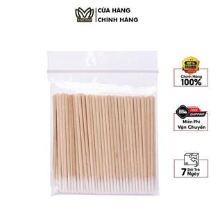 Tăm tre vét mực Tăm trang điểm đầu bông trắng túi 100 cái