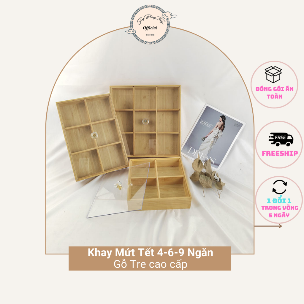 KHAY MỨT TẾT 9 Ô GỖ TRE CAO CẤP | KHAY ĐỰNG BÁNH KẸO TẾT| Khay Mứt Hot 2024