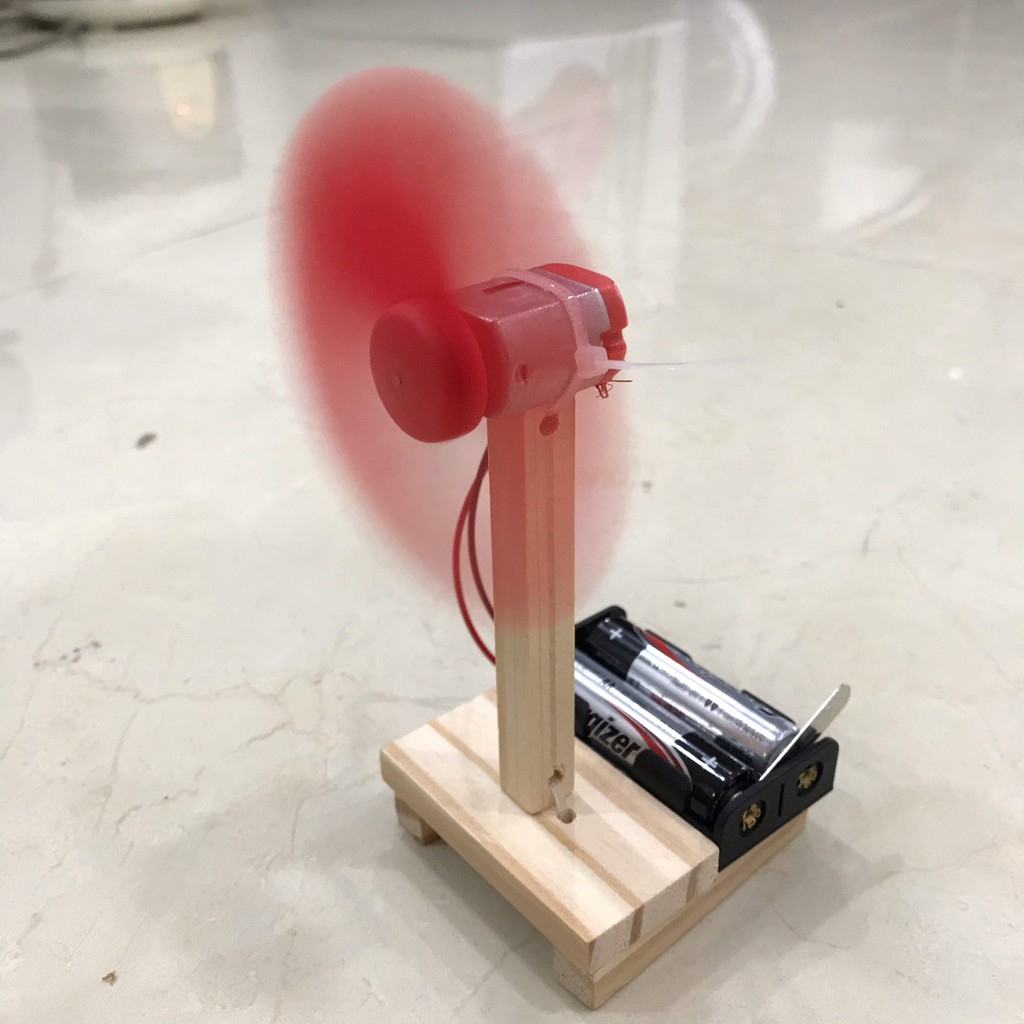 Đồ chơi stem  S11 mô hình lắp ghép quạt điện bằng gỗ chạy pin, an toàn và sáng tạo cho bé