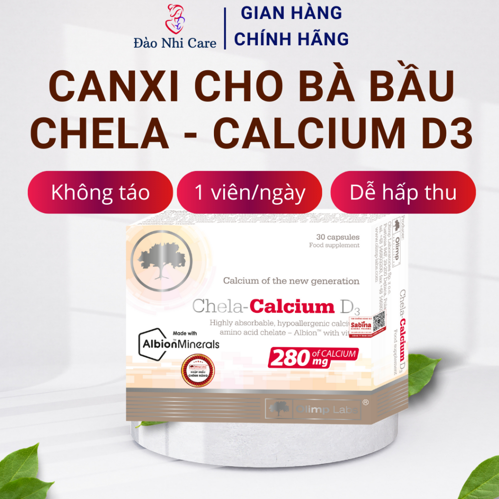 Canxi cho bà bầu Chela Calcium D3 calci hữu cơ, dễ hấp thu