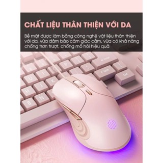 Chuột máy tính có dây TEKKIN INPHIC B8 cute silent không tiếng ồn 6 nút bấm 8800 DPI gaming có app điều chỉnh