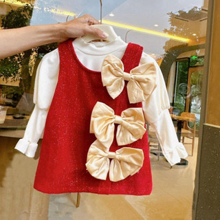 Set váy nhung áo len tăm dày mịn mềm mại cho bé