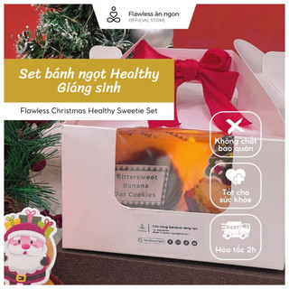 Set bánh ngọt Eatclean Healthy Giáng sinh bằng bột mì nguyên cám tặng kèm hộp quà siêu xinh Flawless Ăn ngon ít đường, g
