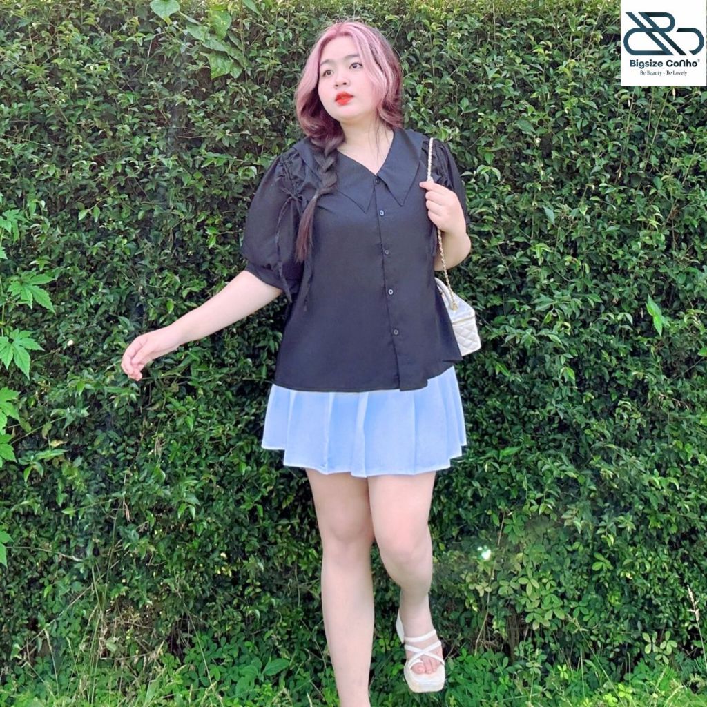 Áo Sơ Mi Nữ Bigsize Cô Nhỏ Cách Điệu Phong Cách Tiểu Thư Chất Vải Kate Lụa Mềm Mát SM23