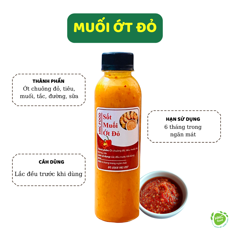 Combo 3 chai muối ớt xanh - đỏ - sốt me HNC chấm cả thế giới, combo sốt chấm thịt nướng và hải sản tiện lợi thơm ngon