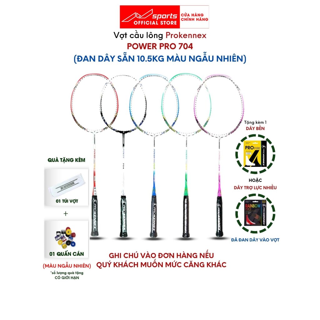 Vợt cầu lông Prokennex Power Pro 704 rẻ nhất thị trường đã đan dây 10.5KG công thủ toàn diện cao cấp bảo hành 9 tháng