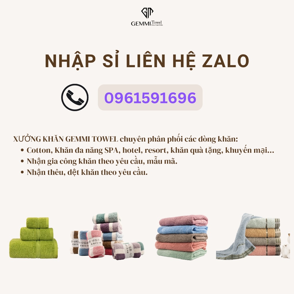 Khăn tắm Cotton 100% đủ kích thước,dày dặn, thấm hút tốt, không đổ lông, không ra màu GEMMI Towel, KB16