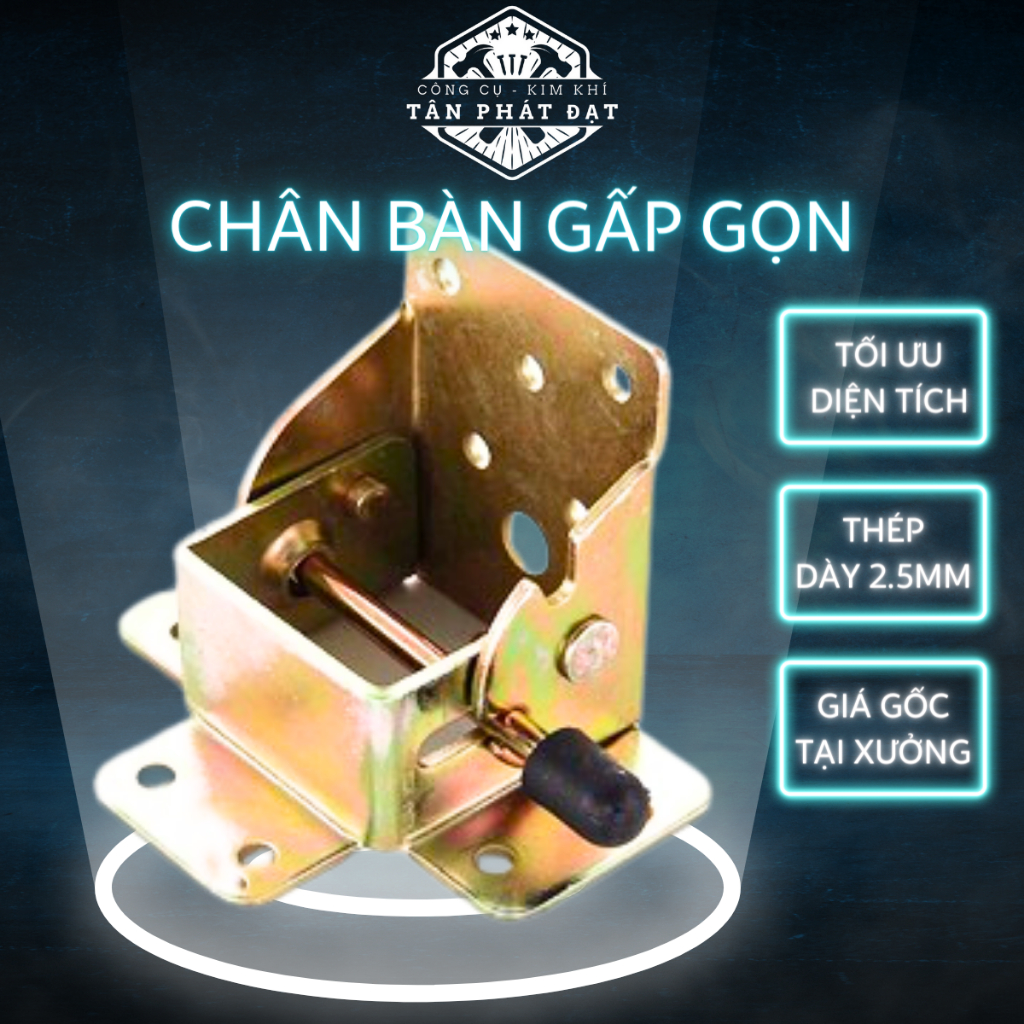 Bản lề chân bàn gấp gọn thông minh, Pat chân bàn xếp gọn tiện dụng, chất thép dày 2.5mm chắc chắn