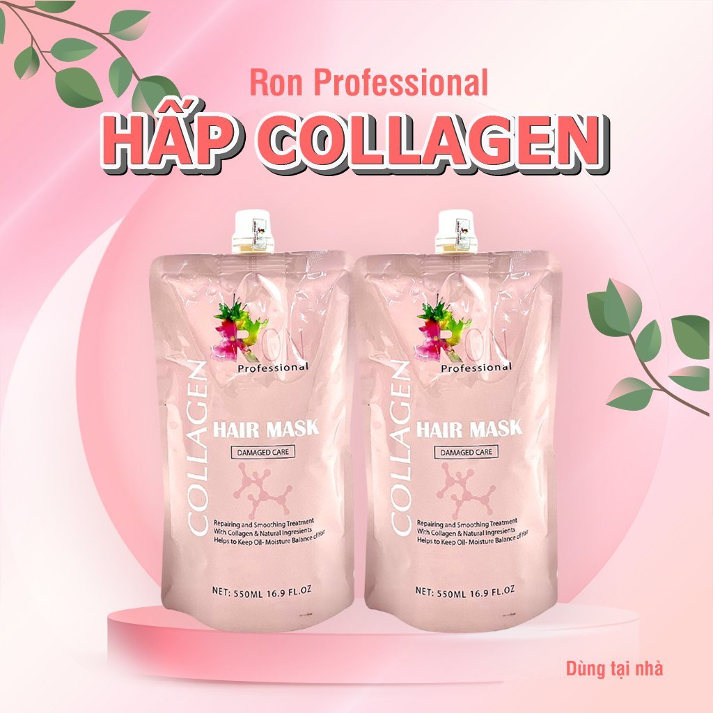 Dầu hấp ủ dưỡng ẩm phục hồi Collagen Mask Ron 550ml siêu mềm mượt, phục hồi tóc, ngăn ngừa rụng tóc, hàng xịn
