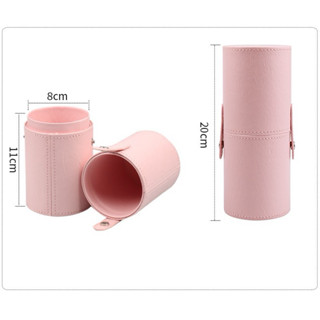 Ống cắm cọ trang điểm GUVIET hình tròn có nắp đậy hoa văn trơn với 5 màu dễ dàng lựa chọn