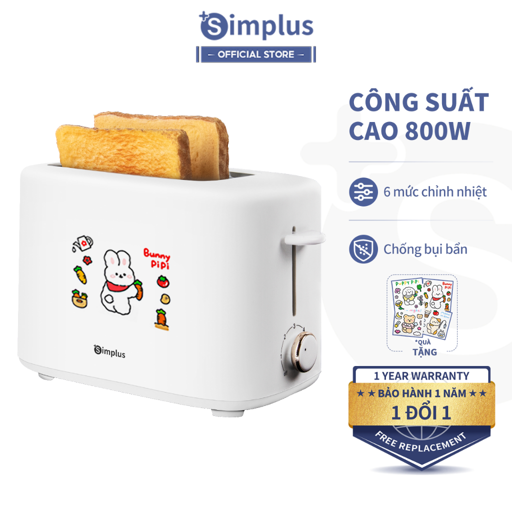 Máy nướng bánh mì Simplus Công suất lớn 800W DSLU006 - Bảo Hành 1 Năm 1 Đổi 1