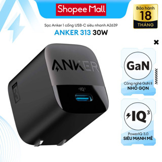 Sạc ANKER 313 GEN 2 30W 1 cổng USB-C PiQ 3.0 tích hợp PD/PPS - A2639 - Hỗ trợ sạc nhanh tối đa 27W cho lP 14
