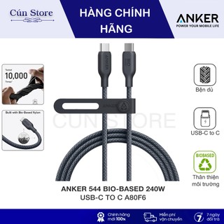 Cáp sạc anker 544 bio- based bọc dù type-c to c 240w dài 1.8 mét - a80f6 | bảo hành 12 tháng