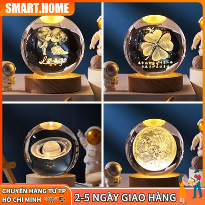 Đèn Ngủ 3D Quả Cầu Pha Lê Phát Sáng, Quà Tặng Sinh Nhật, Quà Lưu Niệm, Qùa Tặng Giáng Sinh