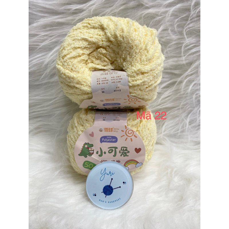 Len bông xù Xiaoke sợi 3mm cuộn 50g - Len bông đan móc không rụng lông