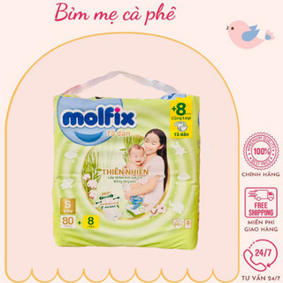 Bỉm/tã dán molfix thiên nhiên cho bé gói đại cộng miếng s84/m82/l74/xl64