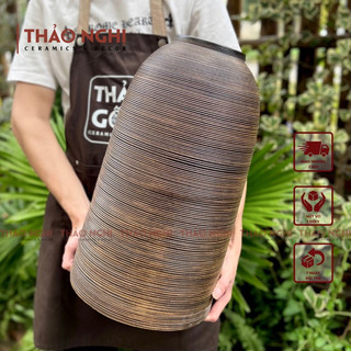 Bình cắm hoa dáng chuông, lọ cắm hoa dáng chuông cao 48cm men mộc vân ganh cắm cành đào, cắm mai, cắm mận trang trí tết