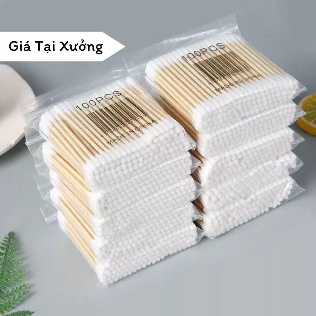 Bịch tăm bông 100 que thân gỗ thân thiện môi trường