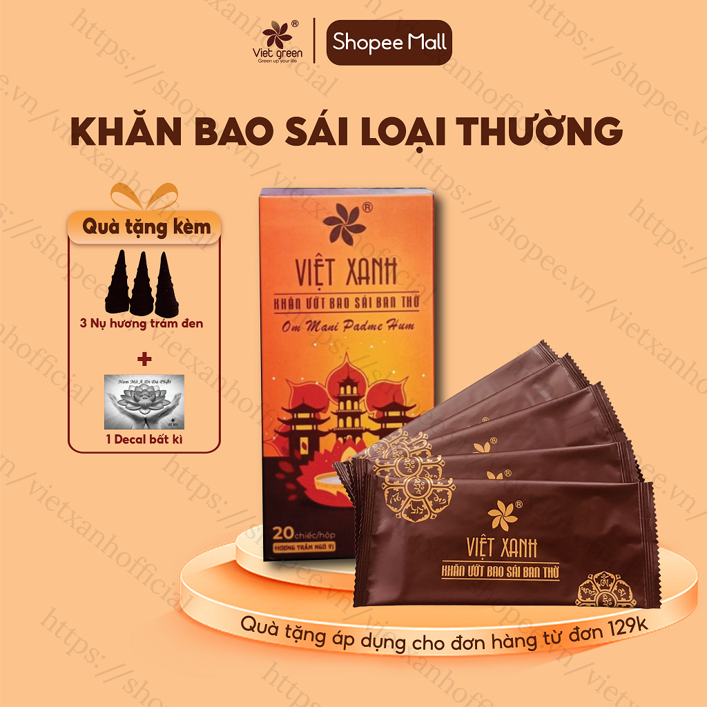 Hộp Khăn Ướt Lau Bàn Thờ VIỆT XANH  Bao Sái Ban Thờ Tiện Lợi Từ Tinh Dầu Tự Nhiên, An Toàn Sức Khoẻ