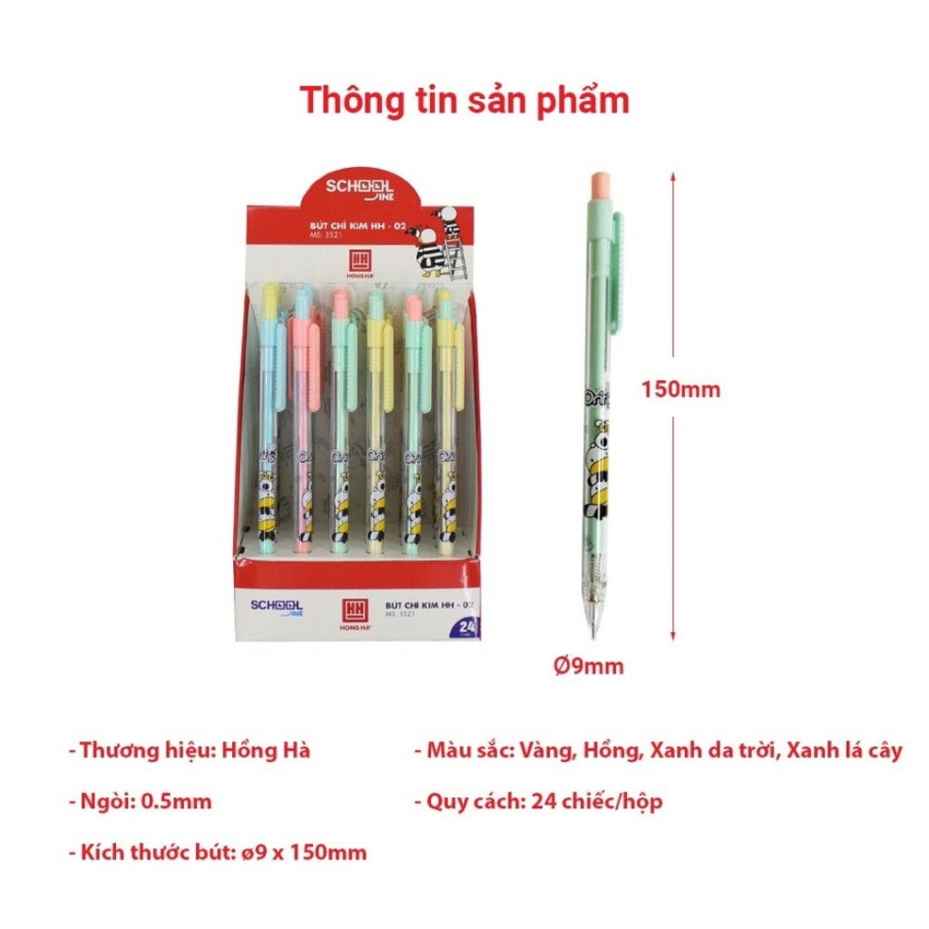 Bút chì kim bấm học sinh Hồng Hà - ngòi 0.5mm dùng cho học sinh - Mã: 3521