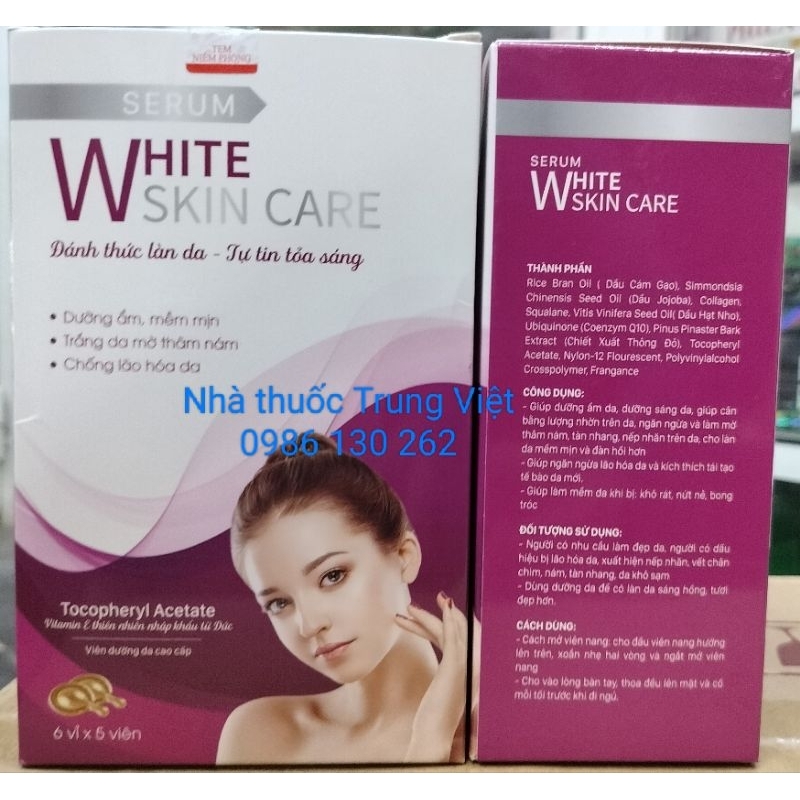 Bộ sản phẩm Viên uống và Serum White giúp da đẹp mịn màng trắng sáng không tì vết