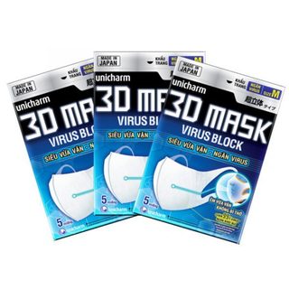 Khẩu trang ngăn virus unicharm 3d mask virus block 5 miếng