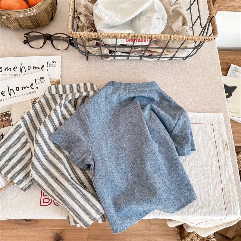 SƠ MI LINEN BÉ TRAI BÉ GÁI VẢI MỀM ĐẮP TÚI NGỘ NGHĨNH