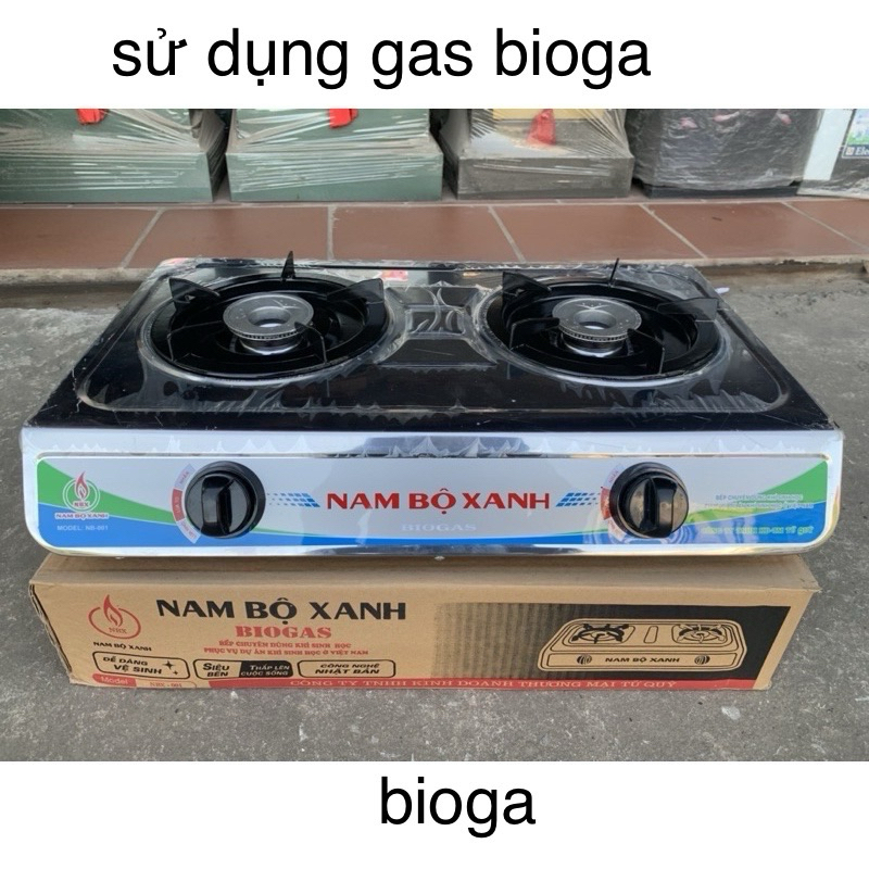 Bếp bioga đôi NAM BỘ XANH , Bếp gas đôi sử dụng khí sinh học , mặt inox chống rỉ dễ vệ sinh , an toàn khi sử dụng