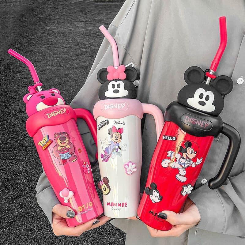 Ly giữ nhiệt gấu dâu lotso/minnie/mickey chính hãng disney