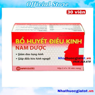 Bổ huyết điều kinh nam dược hộp 30 viên - hỗ trợ giảm đau bụng kinh, điều hoà kinh nguyệt