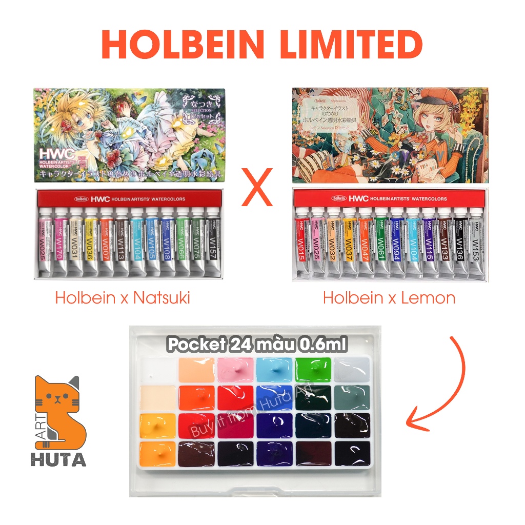 Set 24 màu Pocket Holbein bản giới hạn Holbein x Lemon và Holbein x Natsuki 0.6ml