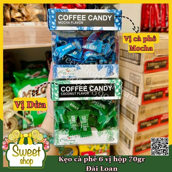 🍬🍬 KẸO CÀ PHÊ 6 VỊ HỘP 70GR - ĐÀI LOAN 🇹🇼🇹🇼