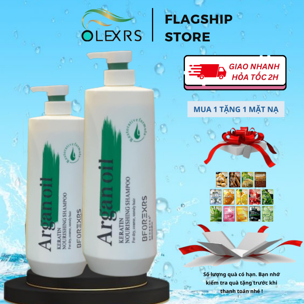 Dầu Gội BFOREXRS ARGAN OIL Cao Cấp, Siêu Mượt, Phục Hồi Tóc Hư Tổn 100% Organic 500ml/960ml