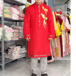 Áo dài nam đính hạc, thiết kế lẻ size, giá rẻ