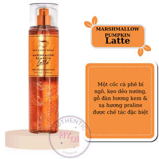 Tester marshmallow pumpkin latte - xịt thơm body mist bath and body works